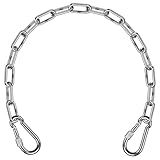 SELEWARE 1-Pack Heavy Duty Stainless Steel Punching Bag Chain, 1000LB Heavy Bag Hanging Chain with Carabiners, 20" Extension Chain for Boxing Bags, Hammocks, Swings, Yoga Trapeze & Hanging Chairs