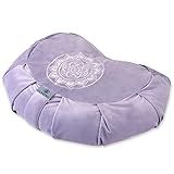 Florensi Meditation Cushion - Comfortable Floor Pillow - Traditional Crescent Meditation Pillow with Beautiful Velvet Cover - Large Floor Cushion Seating for Adults - Premium Yoga Buckwheat Bolster