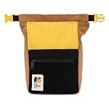 Oso Supply Co - Retro Corduroy Bouldering Bucket, Large Size Freestanding Chalk Bag for Rock Climbing, Magnetic Roll Down Closure, Dual Brush Loops, Zippered Pockets and Pouch (Golden Brown)