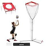 Bearwill Volleyball Setter Trainer Net, Volleyball Training Equipment Adjustable Angle Height 8-13 FT Setter Net, Indoor Outdoor Volleyball Practice Net System for Serving, Spiking and Setting