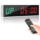 Dienmern Large Digital Gym Timer – Remote Control Gym Clock Wall with Interval Timer, 9 Custom Modes Countdown Timer UP/Stopwatch, Workout Timer for Home Gym/Garage/Boxing/Outdoor Sport
