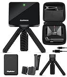Garmin Approach R10 Portable Golf Launch Monitor & Simulator Bundle - Great for Home, Outdoor & Indoor, Projector Compatible with PlayBetter Portable Charger, Case, Tripod & Adapter