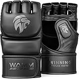 WAMM Sports MMA Gloves - for Men & Women - MAXForce EVE Anti-Injury Shock Absorb Boxing Gloves - POWERFlex Kickboxing Gloves - Half Finger, Open Palm for Mua, Sparring, Punching Bag (Small/Medium)