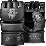 WAMM Sports MMA Gloves - for Men & Women - MAXForce EVE Anti-Injury Shock Absorb Boxing Gloves Kickboxing Gloves - Half Finger, Open Palm for Muay, Sparring, Punching Bag (Black, Large/XLarge)