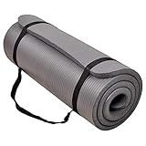 BalanceFrom All-Purpose 1-Inch Extra Thick High Density Anti-Tear Exercise Yoga Mat with Carrying Strap (Gray)