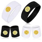 Unittype 6 Pcs Sports Headband Wristband Set Terry Cloth Sweat Band Sports Sweatbands for Adults & Teens, Multi-Sport, Unisex, Black & White, 7 x 2 Inches; 3 x 1 Inches