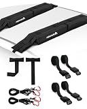 Abahub Kayak Roof Rack Soft Roof Rack Pads for Car Kayak Surfboard 32 inch | Universal soft roof rack for kayak & surfboard, with 2 Tie Down Straps, 2 Tie Down Ropes, 2 Hood Loops and Storage Bag