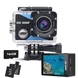 Nvgfelis Action Camera 1080P Sports Camera 16GB Memory Card Action Cam 131ft Underwater Waterproof with 2 X Batteries with Accessories Kit Suitable for Helmet, Bicycle, etc.