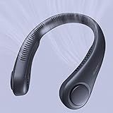 JISULIFE Portable Neck Fan, Hands Free Bladeless Fan, 5 Speeds, 4000 mAh Battery Operated Wearable Personal Fan, Twistable, Rechargeable, Gift for Women Men-Blue