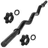 AZOI 47" EZ Curl Bar - 1-Inch Weight Lifting Bar with 2 Star Collars, 220lb Capacity Curling Bar for Home Gym, Exercise Barbell for Biceps, Triceps, Hip Thrusts, Squats, Lunges