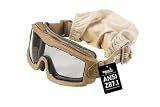 Lancer Tactical AERO Airsoft Tactical Safety Goggles -3mm Dual Pane Lens, Anti-Fog Glasses for Hunting and Cycling-One Len (TAN)