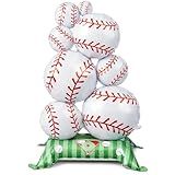 Soulchen 1 Pcs 3.5 ft Giant Self Standing Baseball Foil Balloons for Baseball Birthday Party Decoration Team Celebration Decor Backyard BBQ Sports Themed Party Supplies
