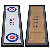 Goplus Wooden Shuffleboard and Curling 2 in 1 Board Game w/8 Rolling Pucks