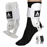 Active Ankle T2 Ankle Brace, Medium, White, Rigid Support for Men 7-10 & Women 8-11 Shoe Size, Adjustable Brace for Sprained Ankle, Volleyball & Cheerleading, Lightweight EVA Padding, Fits Left or Right Foot