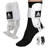 Active Ankle T2 Ankle Brace, Medium, White, Rigid Support for Men 7-10 & Women 8-11 Shoe Size, Adjustable Brace for Sprained Ankle, Volleyball & Cheerleading, Lightweight EVA Padding, Fits Left or Right Foot