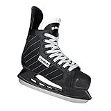 Riedell Bruin Ice Skates - Durable, Comfortable Ice Hockey Skates for Men and Women with Rugged Foam-Padded Uppers and Stainless Steel Blades - Black, Size 8