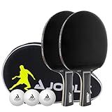 JOOLA Duo Pro Ping Pong Paddles Set of 2 - Professional Table Tennis Paddles, Three Advanced 3 Star Tournament Ping Pong Balls and Carrying Case - Advanced Table Tennis Rackets