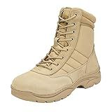 NORTIV 8 Men's Military Tactical Work Boots Side Zipper Leather Motorcycle Combat Boots Trooper,Size 12,Sand,TROOPER