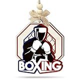 CHOANG Boxing Christmas Ornament 2025-2 Layer Wooden Sports Ornaments for Boxers, Fighters, MMA Fans, Friends, Clubs - Unique Holiday Tree Decoration Gift for Men, Boys, Coaches, Athletes