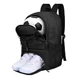 Goloni Soccer Backpack Bag with Separate Ball & Cleat Shoe Compartment, Waterproof Volleyball Basketball Backpack Sports Gym Backpack for Teen Girls Boys Men Women Kids