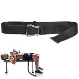 Belt Squat Collar for Nordic Hamstring Curl on Bench, 5.6Ft Long Buckle Strap for Seat Workouts Leg Extension Machines Achieve Stability Comfort Home Exercise Fitness Assisted Muscles Women Men Black