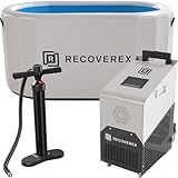 Recoverex Cold Plunge Tub, 90 Gallon – Heavy-Duty Ice Bath Tub for Athletes, Portable Cold Plunge Chiller with Water Treatment Kit, Immersion Therapy, WiFi Control, Backpack & Wheels