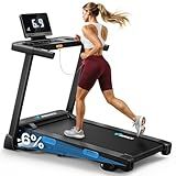 MERACH Treadmill with Incline 6%-15%, 300 LBS Capacity Foldable Running Treadmills for Home, 0.5-7.5MPH 2.5HP Brushless Double Deck Incline Foldinng Treadmill LED Display with Smart APP
