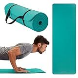 Gaiam Essentials Thick Yoga Mat Fitness & Exercise Mat With Easy-Cinch Carrier Strap, Teal, 72"L X 24"W X 2/5 Inch Thick