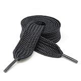 Thick Flat 3/4" Wide Shoelaces Solid Color for All Shoe Types (Black)
