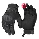 KEMIMOTO Tactical Gloves for Men, Touchscreen Motorcycle Gloves with Hard Shell & Palm Padding for Sports Motorcycle Cycling Tactical Airsoft Paintball Hunting Hiking Camping Climbing (Black,Large)