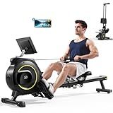 YPOO Rowing Machine for Home, 350 LB Capacity, 16-Level Silent Resistance, Magnetic Rowing Machines for Home Foldable, Full-Body Workout Compact Rowing Machine for Cardio & Strength with APP Support