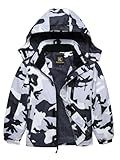 Keevoom Kids Camo Winter Jacket Waterproof Warm Snowboarding Jacket Heavyweight Snow Coat for Cold Weather with Hood Size 8
