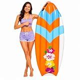4E's Novelty 5.5 Feet Inflatable Surf Board, Pool Luau Party Decoration Toy for Beach Inflatable Surfboard Float for Adults Kids Surfing Hawaiian Luau Beach Summer Party Prop Decoration