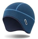MELASA Winter Helmet Liner Skull Cap for Men Women, Fleece Lined Warm Cycling Cap with Glasses Holes, Thermal Hat Beanie for Running Cycling Motorcycle(Blue)