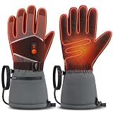 Heated Gloves for Men Women, Upgraded Electric Rechargeable Hand Warmer Ski Gloves with Touchscreen, Waterproof Winter Thermal Gloves for Outdoor Skiing Snowboarding Hunting Hiking