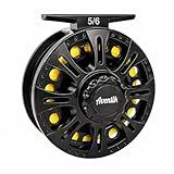 Aventik Z Fly Reel Center Drag System Classic III Graphite Large Arbor Sizes 3/4, 5/6, 7/8 Fly Fishing Reels (5/6 with Line)