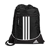 adidas Alliance Sackpack, Drawstring Backpack, Lightweight Small Gym Bag for Women and Men, Black, One Size