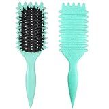 1 PCS Curly Hair Brush, Curl Defining Brush, Curly Hair to Reduce Pulling (Green)