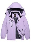 Keevoom Girls Ski Jacket,Little Girls Windproof Extreme Temp Fleece Warm Winter Coat Waterproof Thick Stylish Snow Jackets Purple 4/5