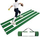 10x3 Ft Softball Pitching Mat with Anti-Slip Rubber Base, Portable Carry