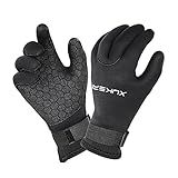 XUKER Water Gloves, 3mm & 5mm Neoprene Five Finger Warm Wetsuit Winter Gloves for Scuba Diving Snorkeling Paddling Surfing Kayaking Canoeing Spearfishing Skiing (3mm-Black, L)