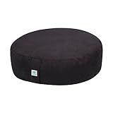 Gaiam Zafu Yoga Meditation Cushion - Ergonomic Buckwheat Hull Floor Pillow for Posture Support, Tailored Comfort with Adjustable Filling, Carry Handle, Versatile for Pilates and Relaxation - Black