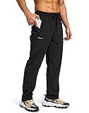 Pudolla Men's Workout Athletic Pants Elastic Waist Jogging Running Pants for Men with Zipper Pockets（Black X-Large）