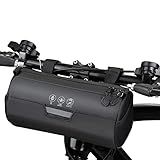 WOTOW Bike Handlebar Bag Waterproof - Bicycle Handlebar Roll Bag with Large Reflective Area, Bike Front Pouch with Waterproof Zipper Shoulder Strap Removable Straps for Cycling (Cylinder, 2.4L)