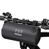 WOTOW Bike Handlebar Bag Waterproof - Bicycle Handlebar Roll Bag with Large Reflective Area, Bike Front Pouch with Waterproof Zipper Shoulder Strap Removable Straps for Cycling (Cylinder, 2.4L)