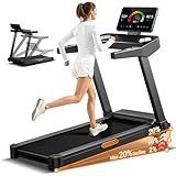 CURSOR FITNESS Treadmill with 20% Incline, Treadmills for Home 400 lb Capacity, 3.5HP Quiet Brushless, Folding Treadmill with Handle & Pulse Sensors, Running Machine for Home, 0.6-8.7MPH Speed Range