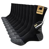 JOYNÉE 5 Pairs Mens Lightweight Long Cushion Work Socks Casual Breathable Crew Athletic Socks for Workout Sports,Black,Large,Sock Size:10-13