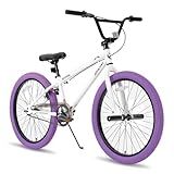 JOYSTAR 24 Inch Kids Bike Freestyle BMX Bikes for 8-12 Years Old Girls and Beginner Riders, 24 Inch Bikes with Purple Tires, Purple