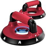 READAEER 360° Rotatable and Positionable Push Up Bars，Rotating Handle Design with Bearings for Smooth, Effortless for a Wider Range of Motion, Handle Rotation, Wide Grips with Non-Slip Rubber Pads for Comfort Exercise(Red)