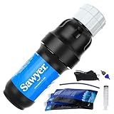 Sawyer Products SP129 Squeeze Water Filtration System w/ Two 32-Oz Squeeze Pouches, Straw, and Hydration Pack Adapter